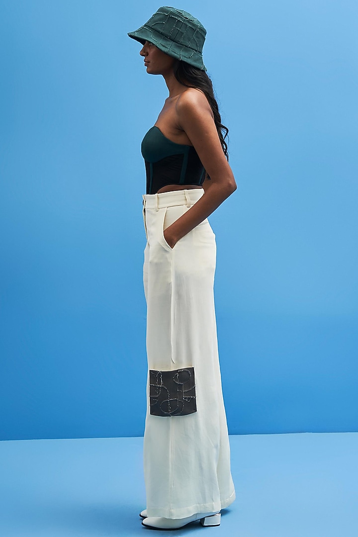 Off-White Cotton Trousers by SIDDHANT AGRAWAL at Pernia's Pop Up Shop