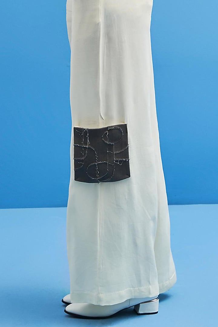 Off-White Cotton Trousers by SIDDHANT AGRAWAL at Pernia's Pop Up Shop