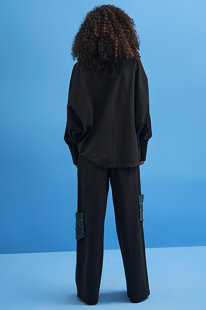 Black Cotton Trousers by SIDDHANT AGRAWAL at Pernia's Pop Up Shop