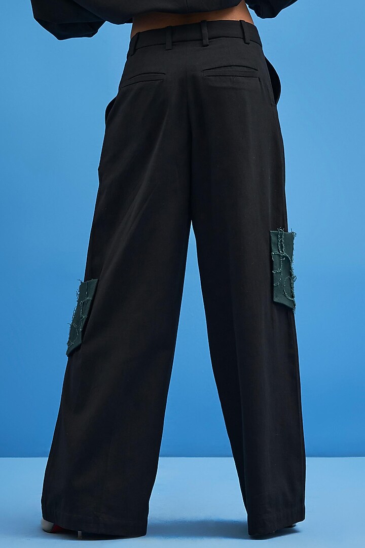 Black Cotton Trousers by SIDDHANT AGRAWAL at Pernia's Pop Up Shop