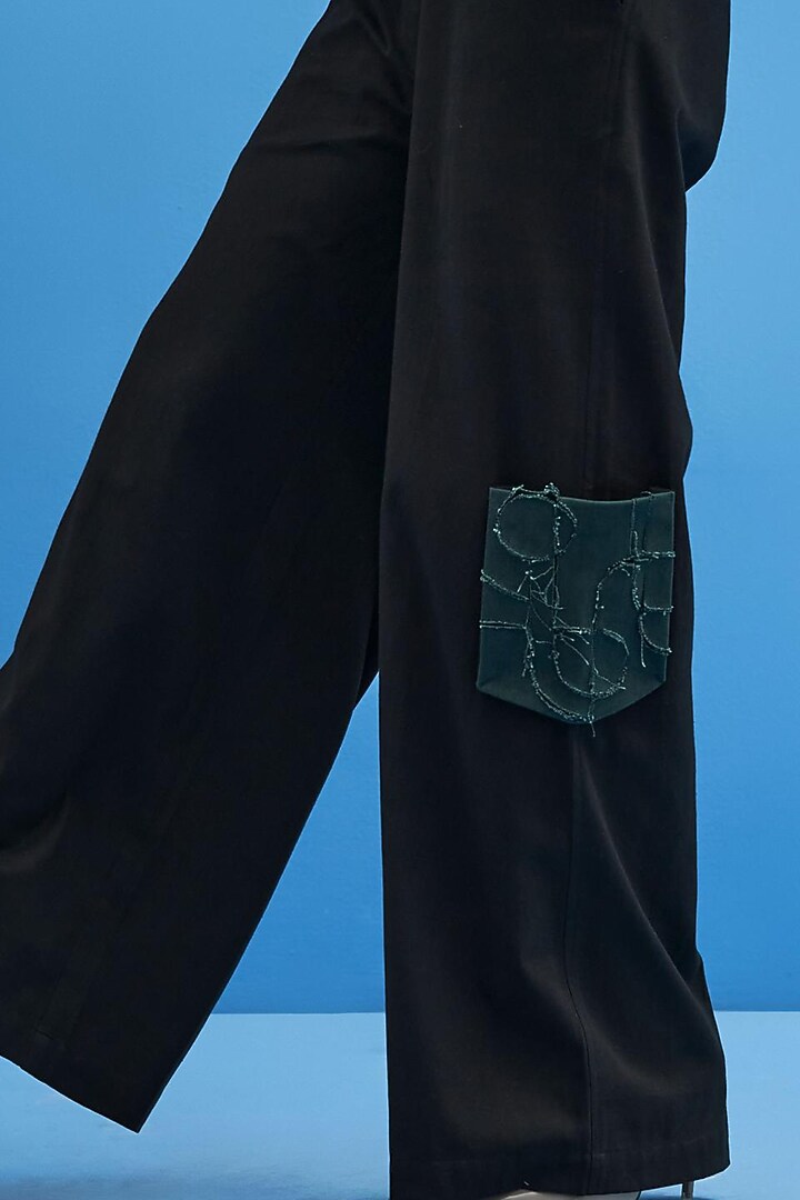 Black Cotton Trousers by SIDDHANT AGRAWAL at Pernia's Pop Up Shop