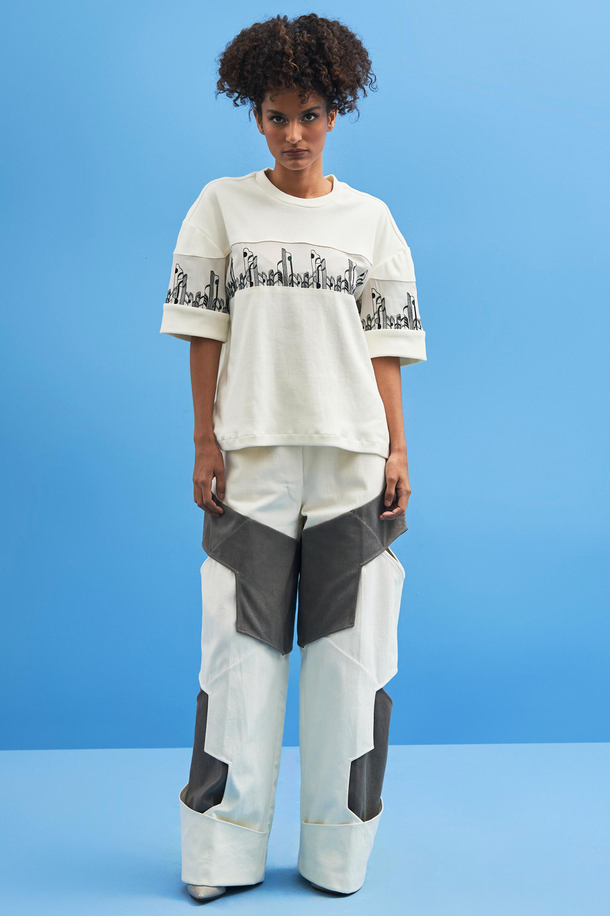 White Cotton Layered Trousers by SIDDHANT AGRAWAL