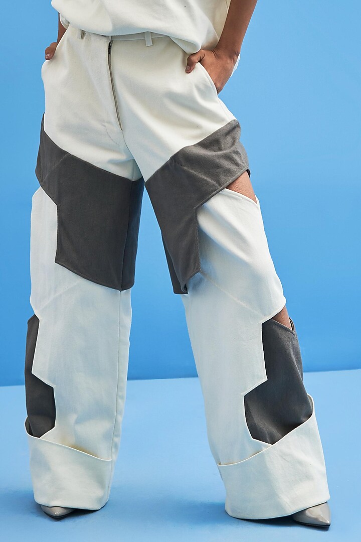 White Cotton Layered Trousers by SIDDHANT AGRAWAL at Pernia's Pop Up Shop