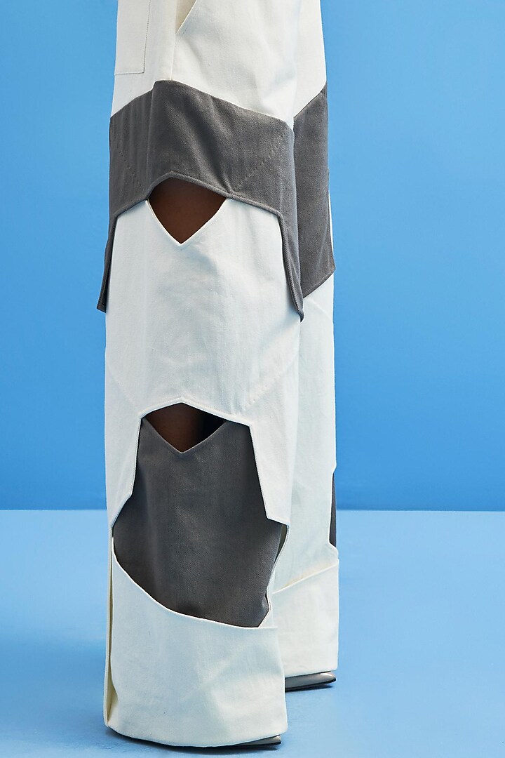 White Cotton Layered Trousers by SIDDHANT AGRAWAL at Pernia's Pop Up Shop