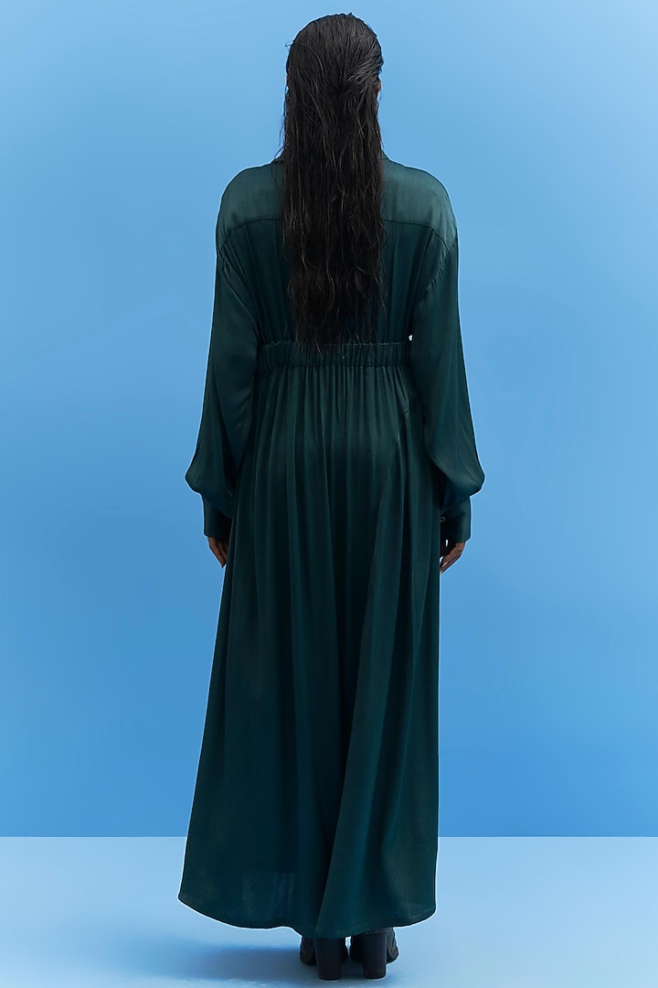 Green Satin Summer Dress by SIDDHANT AGRAWAL at Pernia's Pop Up Shop