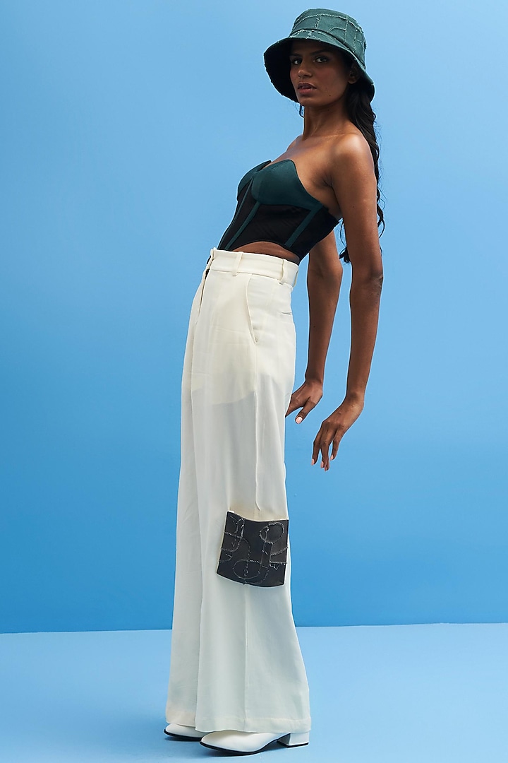 Black & Green Satin Corset by SIDDHANT AGRAWAL at Pernia's Pop Up Shop