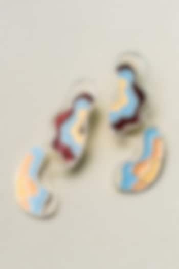 Silver Finish Enameled Infinity Frequency Earrings by SIDDHANT AGRAWAL