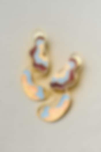 Gold Finish Enameled Infinity Frequency Earrings by SIDDHANT AGRAWAL
