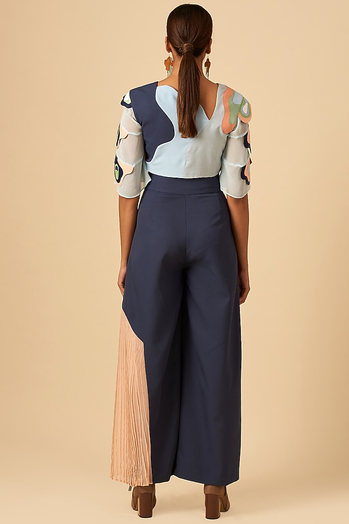 Baby Blue Embroidered Crop Top by SIDDHANT AGRAWAL at Pernia's Pop Up Shop