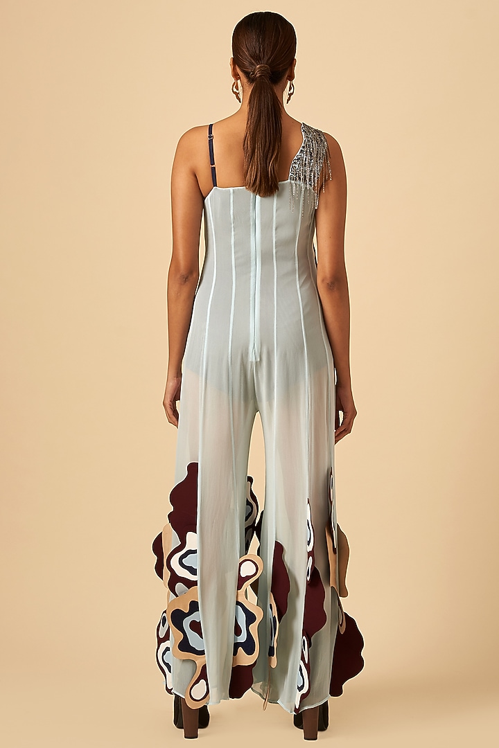 Baby Blue Embroidered Jumpsuit by SIDDHANT AGRAWAL at Pernia's Pop Up Shop