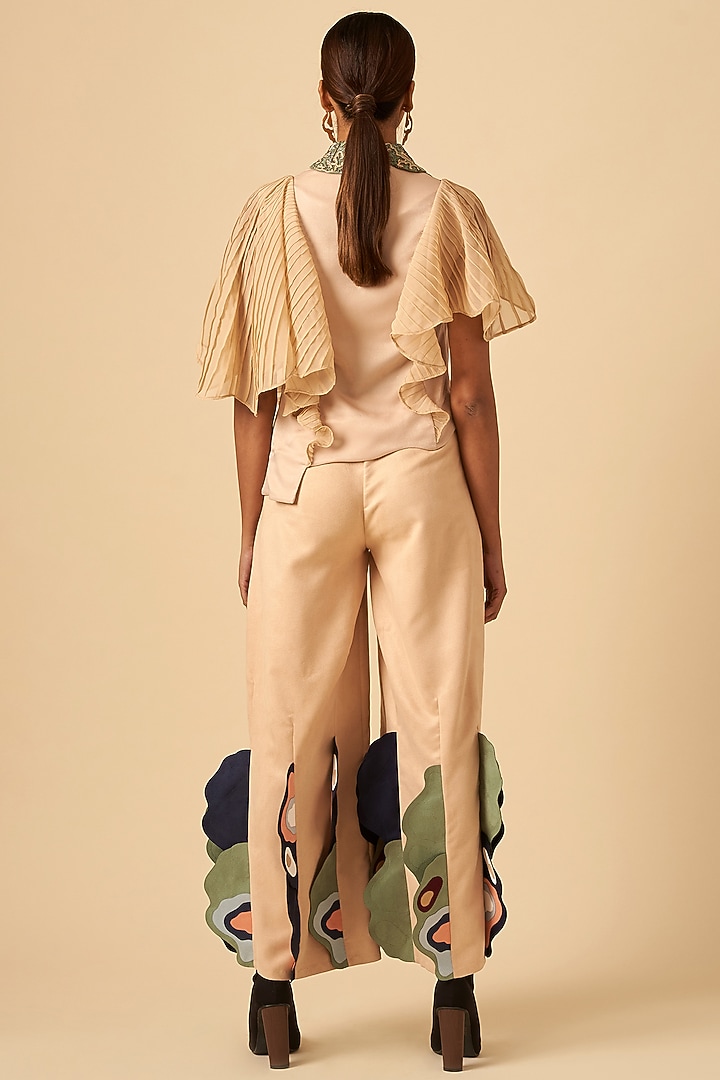 Beige Embroidered Flute Top by SIDDHANT AGRAWAL at Pernia's Pop Up Shop