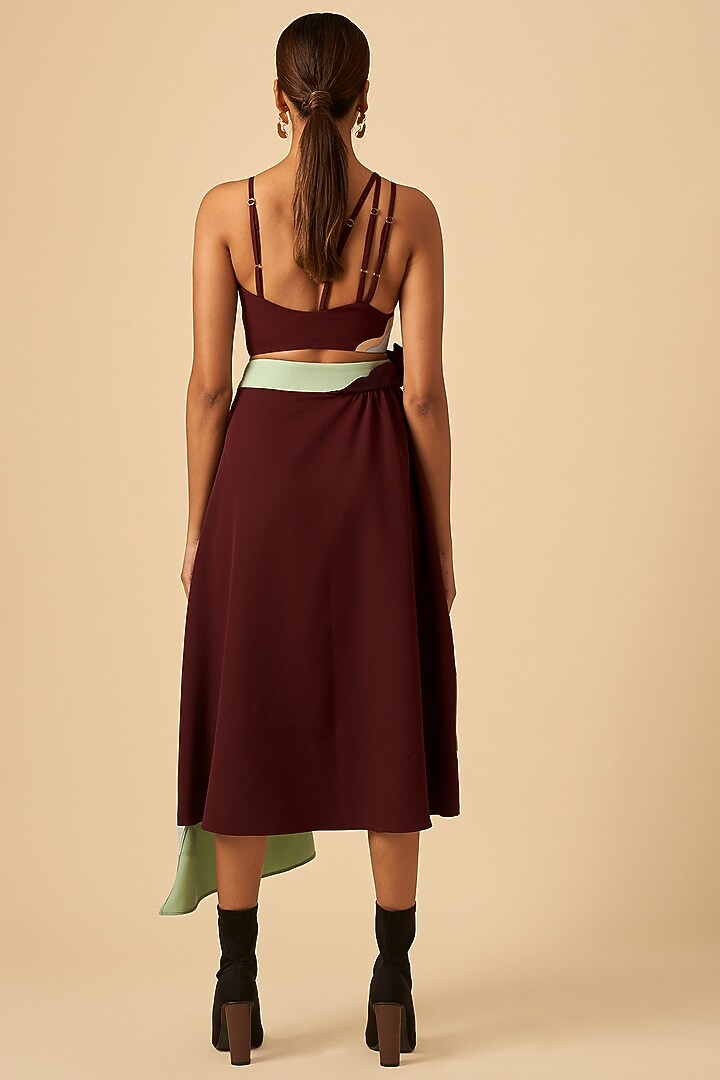 Maroon Embroidered Bustier by SIDDHANT AGRAWAL at Pernia's Pop Up Shop