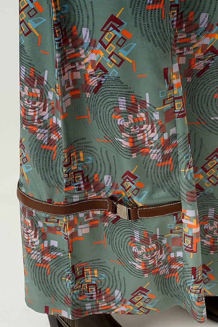 Hedge Green & Burnt Almond Printed Flared Trousers by SIDDHANT AGRAWAL at Pernia's Pop Up Shop