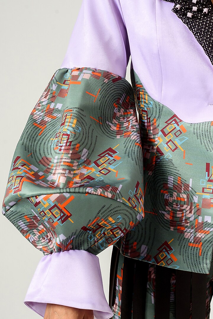 Lilac & Hedge Green Printed Blazer by SIDDHANT AGRAWAL at Pernia's Pop Up Shop