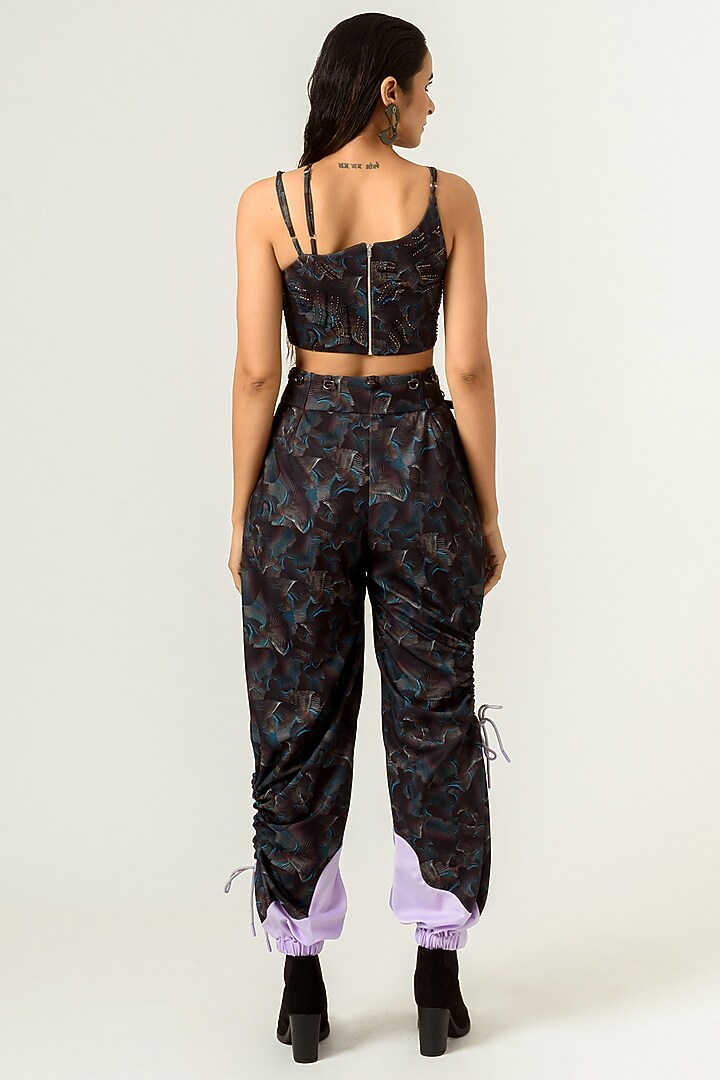Black & Lilac Printed Bustier by SIDDHANT AGRAWAL at Pernia's Pop Up Shop