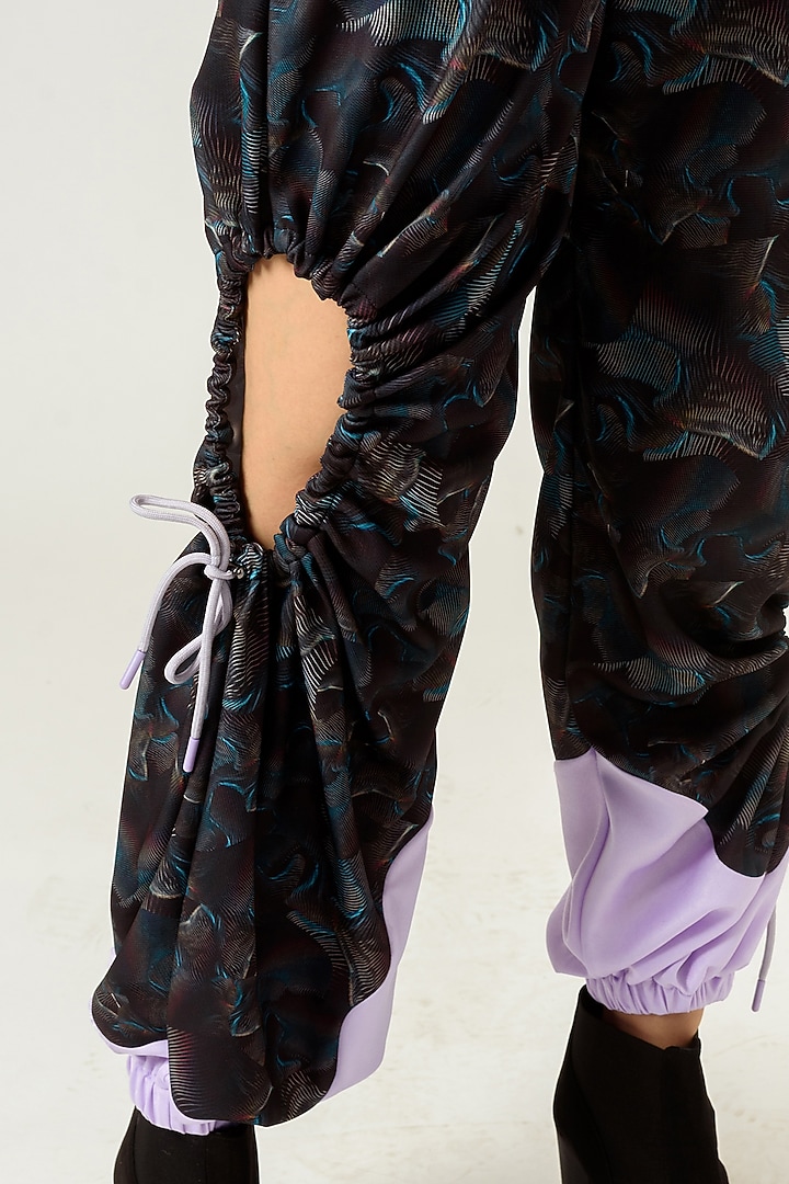Black & Lilac Printed Trousers by SIDDHANT AGRAWAL at Pernia's Pop Up Shop