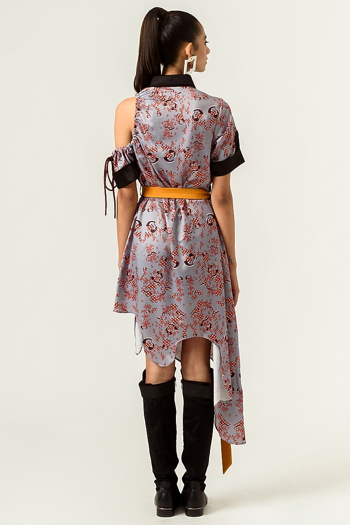 Black & Lilac Grey Printed High-Low Summer Dress by SIDDHANT AGRAWAL at Pernia's Pop Up Shop