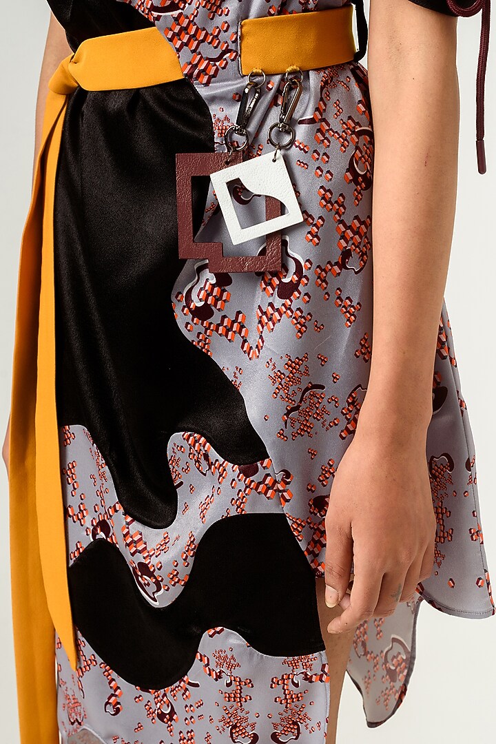 Black & Lilac Grey Printed High-Low Summer Dress by SIDDHANT AGRAWAL at Pernia's Pop Up Shop