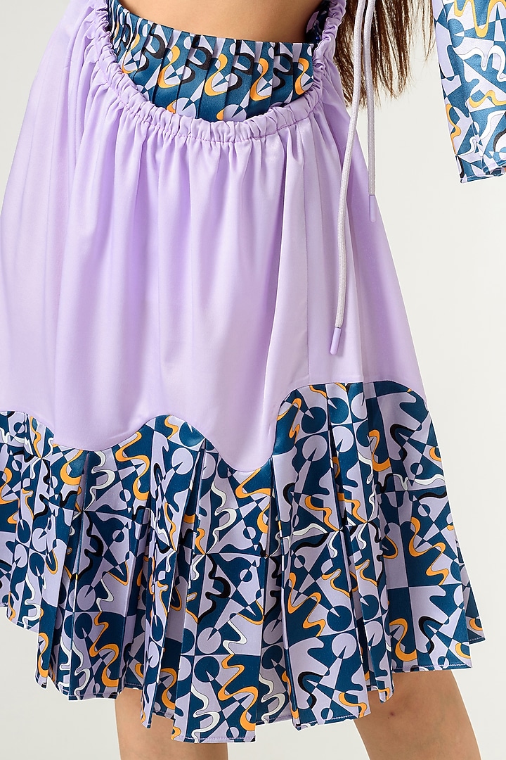 Lilac & Deep Turquoise Printed A-Line Vacation Dress by SIDDHANT AGRAWAL at Pernia's Pop Up Shop