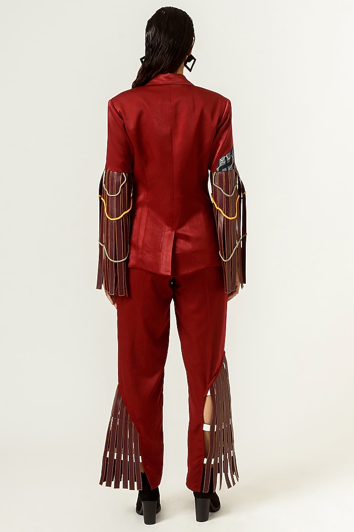 Cayenne Red Printed Strappy Trousers by SIDDHANT AGRAWAL at Pernia's Pop Up Shop