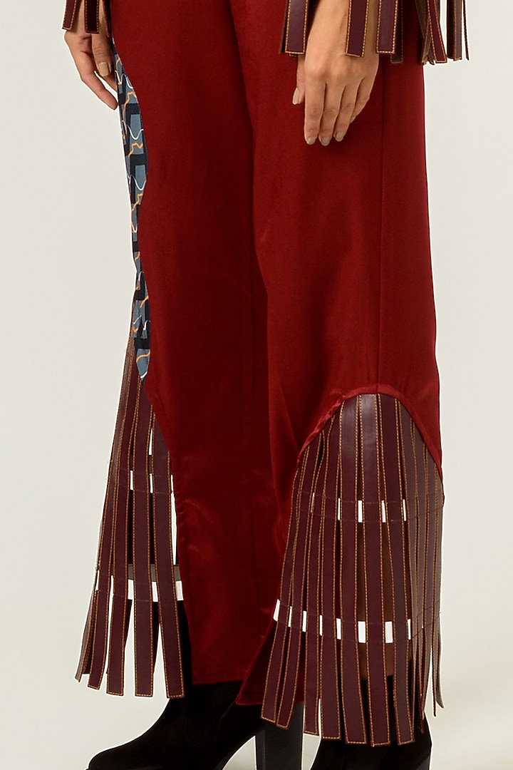 Cayenne Red Printed Strappy Trousers by SIDDHANT AGRAWAL at Pernia's Pop Up Shop