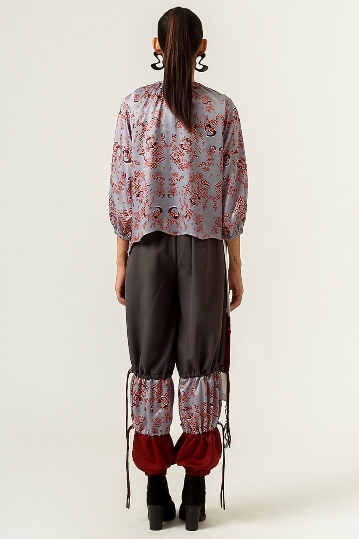 Taupe & Lilac Grey Printed Trousers by SIDDHANT AGRAWAL at Pernia's Pop Up Shop