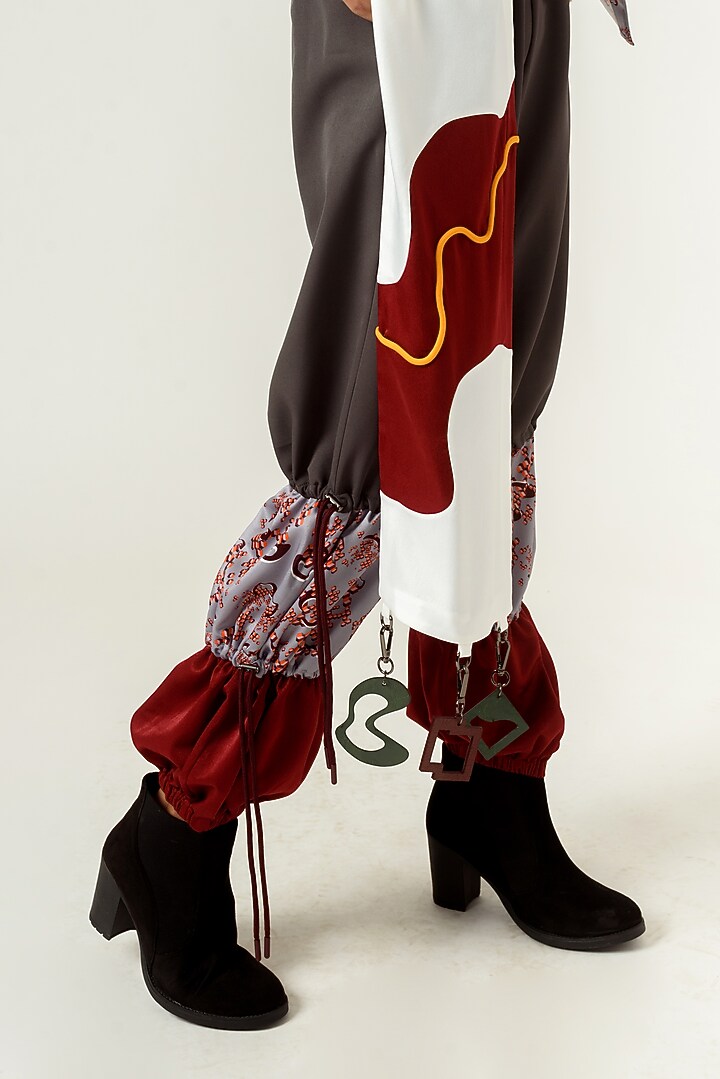 Taupe & Lilac Grey Printed Trousers by SIDDHANT AGRAWAL at Pernia's Pop Up Shop