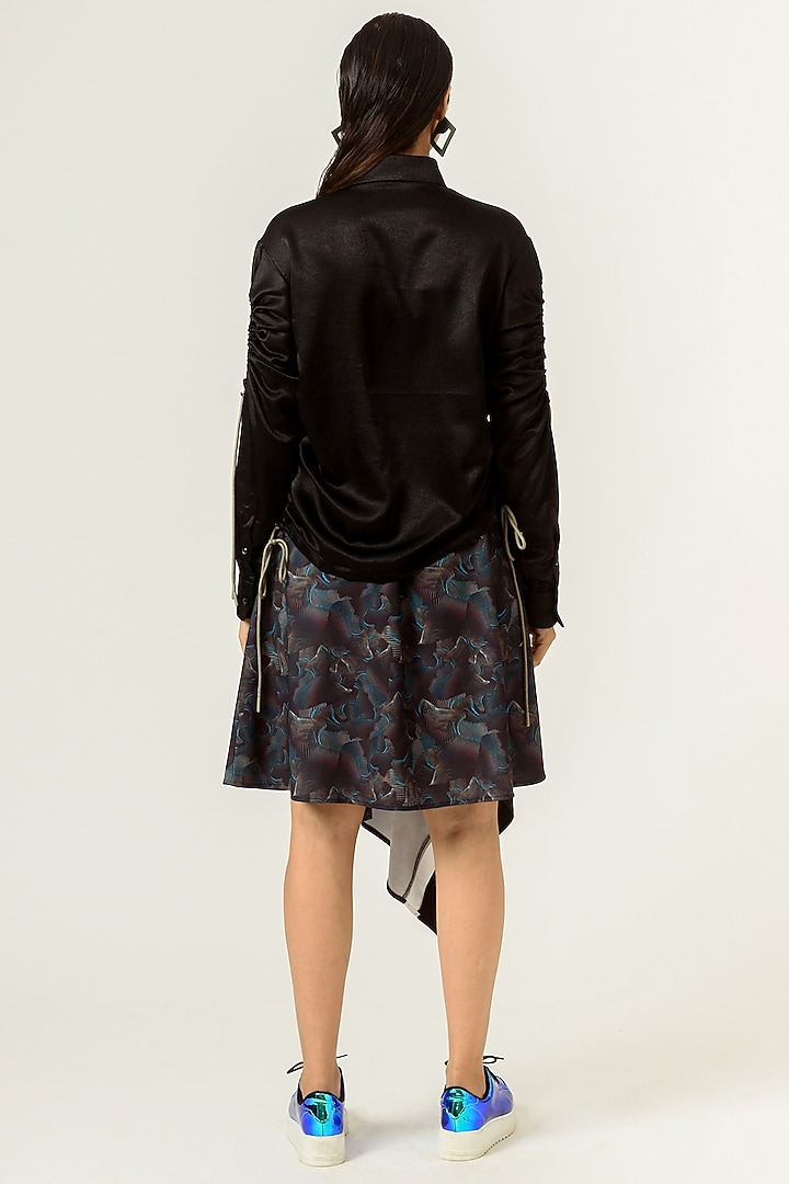 Black Poly Velvet Satin Shirt by SIDDHANT AGRAWAL at Pernia's Pop Up Shop