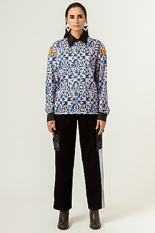 Lilac & Deep Turquoise Printed Shirt by SIDDHANT AGRAWAL