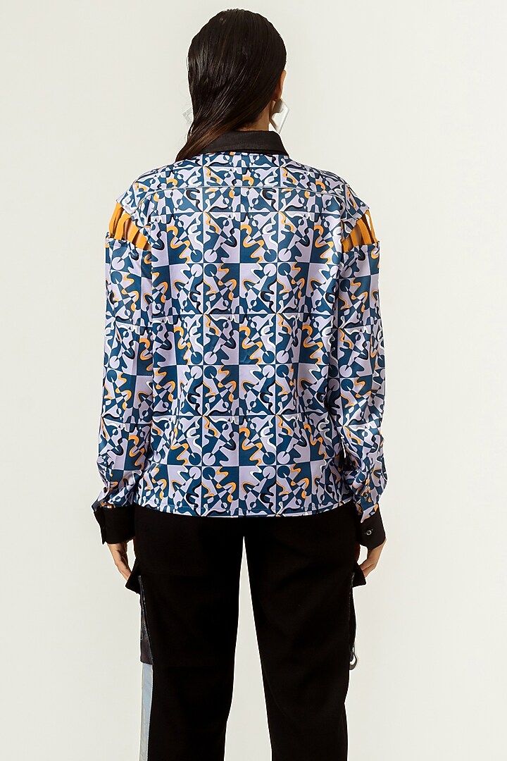 Lilac & Deep Turquoise Printed Shirt by SIDDHANT AGRAWAL at Pernia's Pop Up Shop