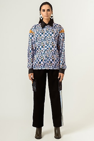 Black Printed Trousers by SIDDHANT AGRAWAL