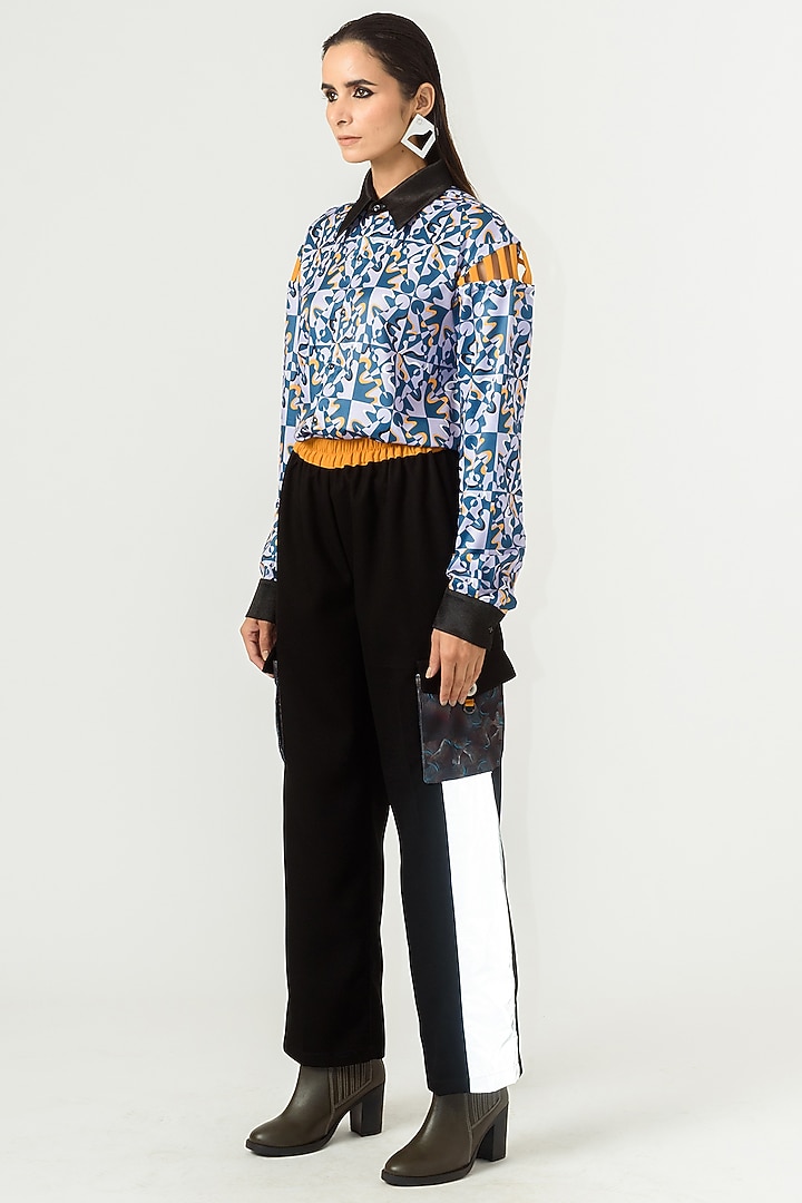Black Printed Trousers by SIDDHANT AGRAWAL at Pernia's Pop Up Shop
