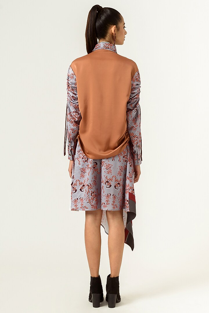 Lilac Grey & White Printed Skirt by SIDDHANT AGRAWAL at Pernia's Pop Up Shop