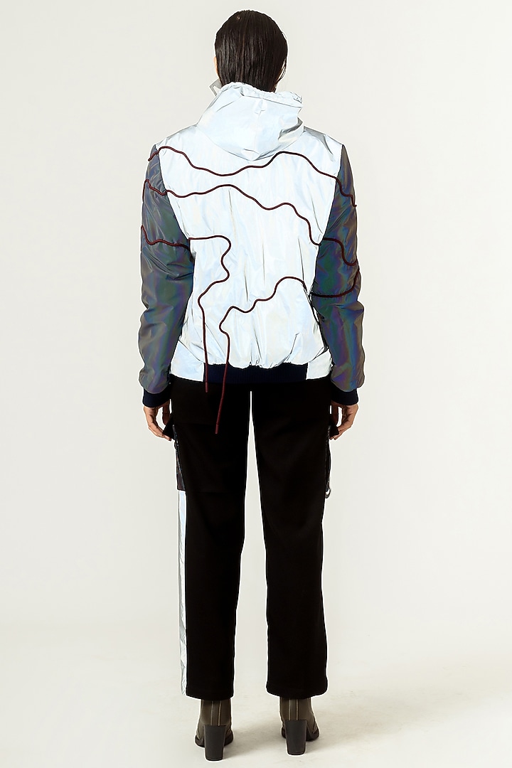 White Hand Embroidered Bomber Jacket by SIDDHANT AGRAWAL at Pernia's Pop Up Shop