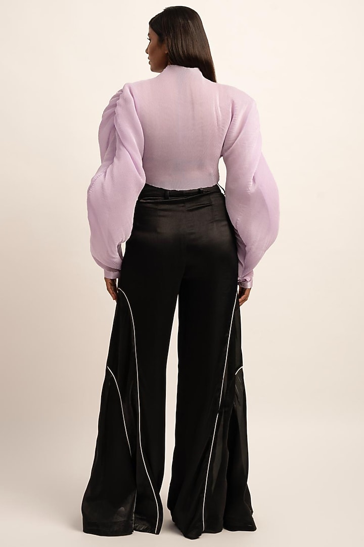 Lavender Flud Organza Micro Pleated Top by SIDDHANT AGRAWAL at Pernia's Pop Up Shop