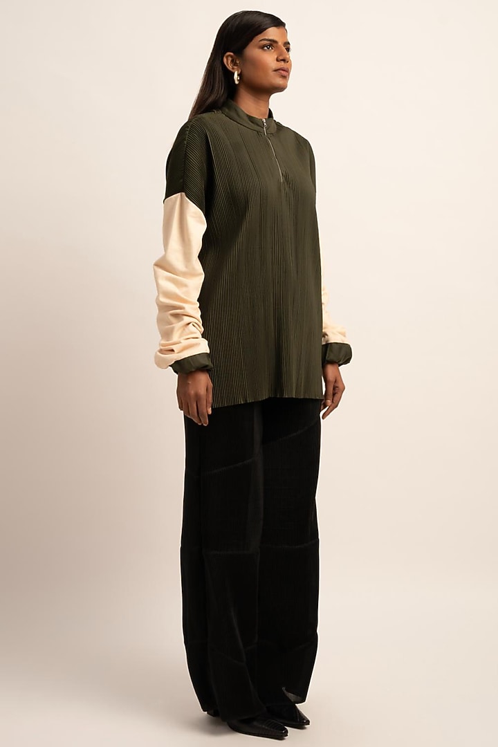 Olive Green Suiting & Terry Cotton Jumper by SIDDHANT AGRAWAL at Pernia's Pop Up Shop