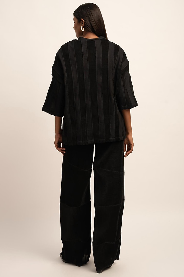 Black Terry Cotton T-Shirt by SIDDHANT AGRAWAL at Pernia's Pop Up Shop