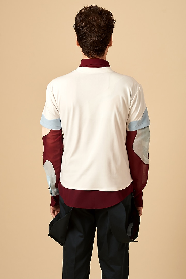 White Colored Blocked T-Shirt by Siddhant Agrawal Men at Pernia's Pop Up Shop