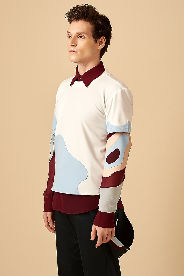White Colored Blocked T-Shirt by Siddhant Agrawal Men at Pernia's Pop Up Shop