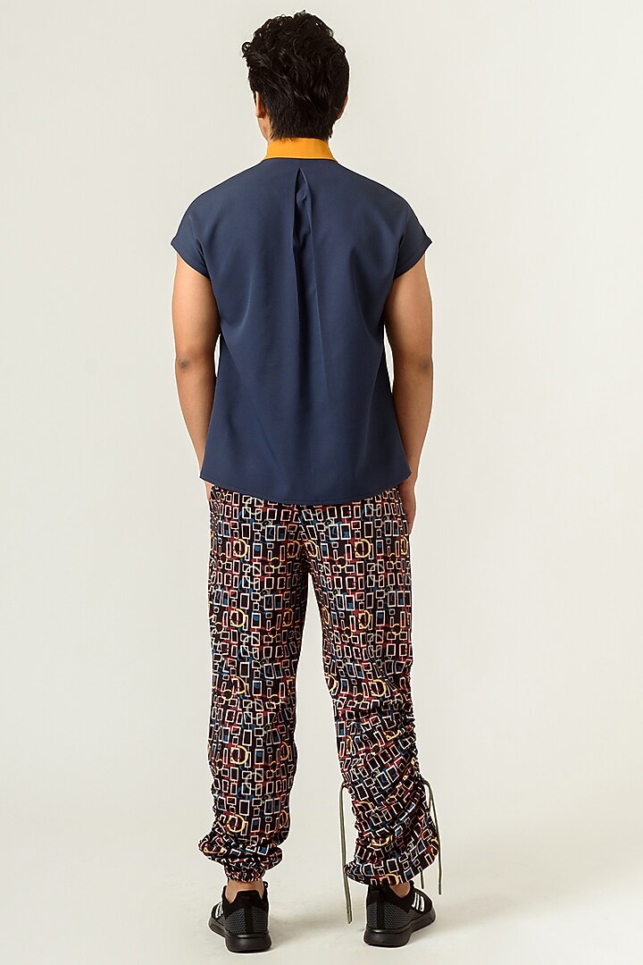 Black Printed Trousers With Cut Out by Siddhant Agrawal Men at Pernia's Pop Up Shop