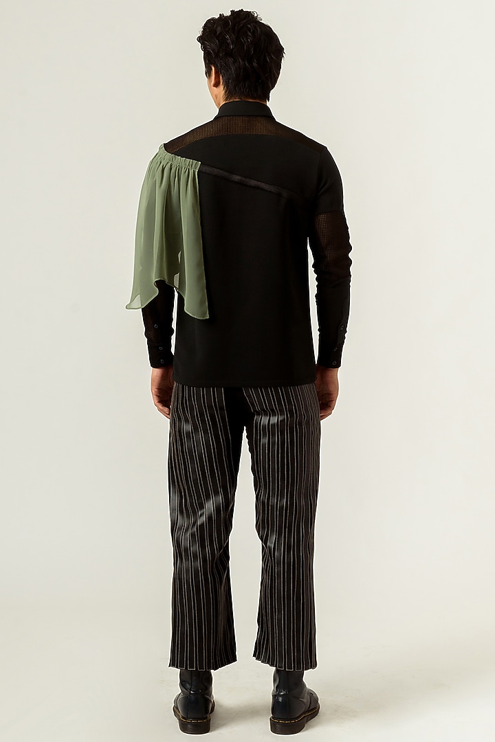 Deep Grey T-Shirt With Shoulder Drape by Siddhant Agrawal Men at Pernia's Pop Up Shop