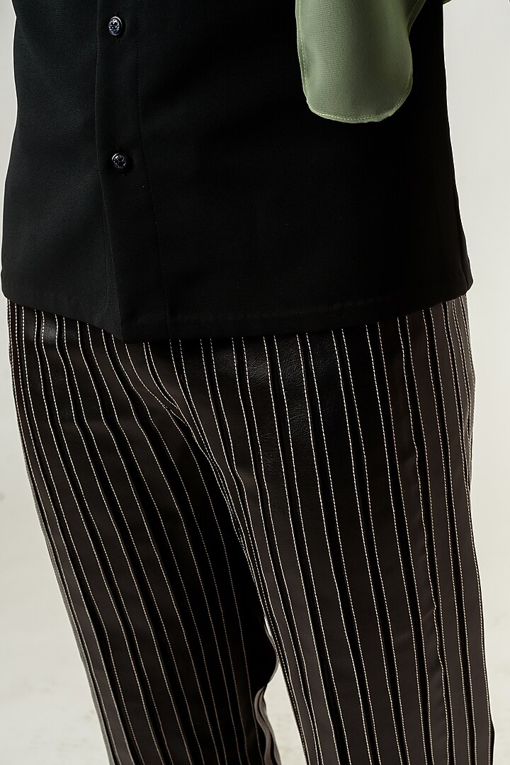 Black Striped Trousers by Siddhant Agrawal Men at Pernia's Pop Up Shop