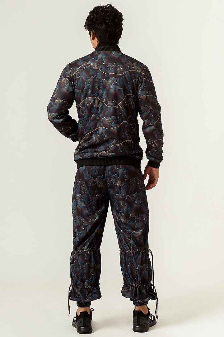 Black Printed Bomber Jacket by Siddhant Agrawal Men at Pernia's Pop Up Shop