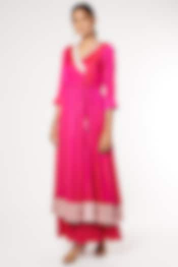 Fuchsia Pink Silk Party Wear Sharara Set by Sierra The Label at Pernia's Pop Up Shop