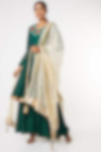 Emerald Green Silk Sharara Set by Sierra The Label