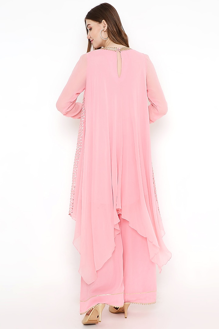 Pink Embellished Flared Kurta Set by Sierra The Label at Pernia's Pop Up Shop