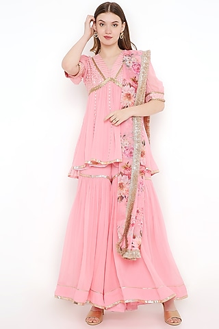Pink Georgette Sharara Set by Sierra The Label