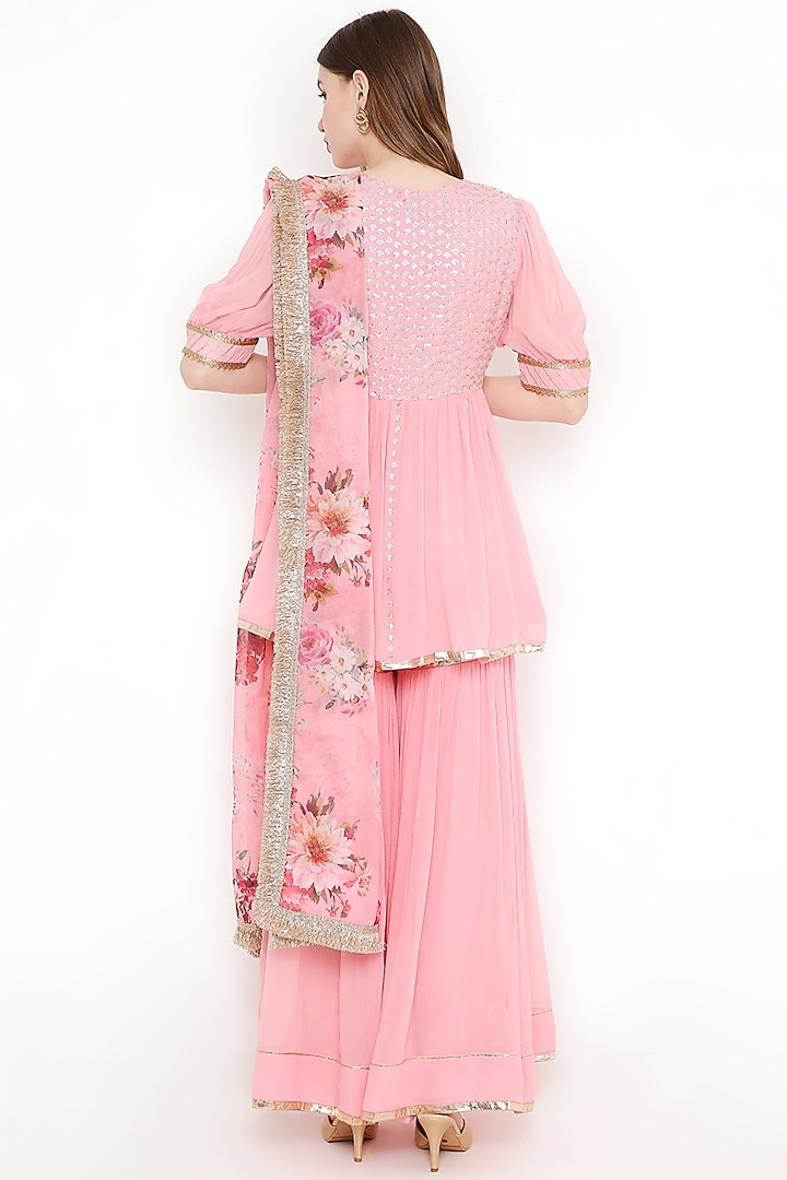 Pink Georgette Party Wear Sharara Set by Sierra The Label at Pernia's Pop Up Shop