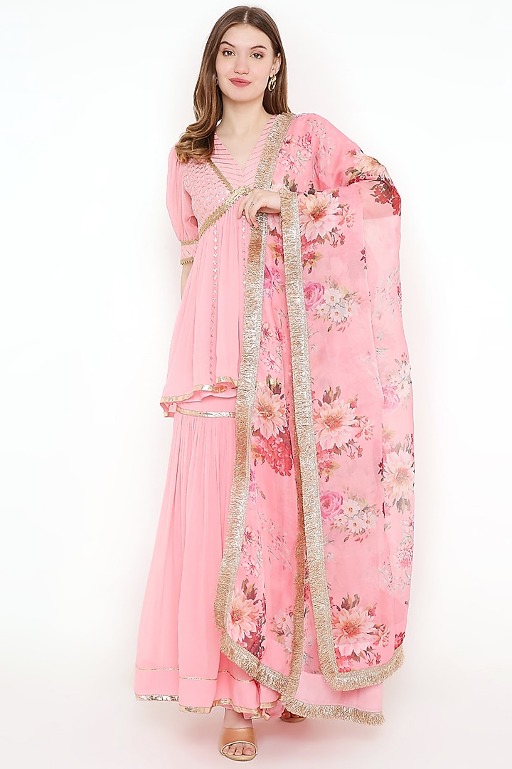 Pink Georgette Party Wear Sharara Set by Sierra The Label at Pernia's Pop Up Shop