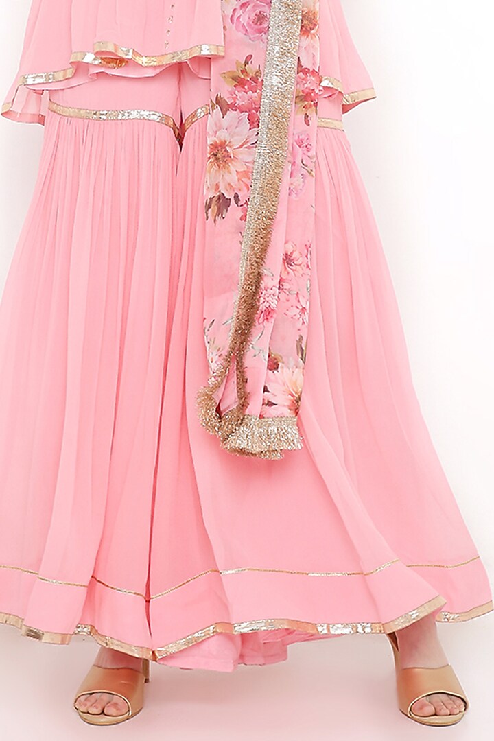 Pink Georgette Party Wear Sharara Set by Sierra The Label at Pernia's Pop Up Shop